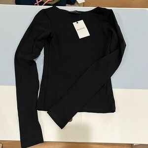 rendal long sleeve cotton boat neck top